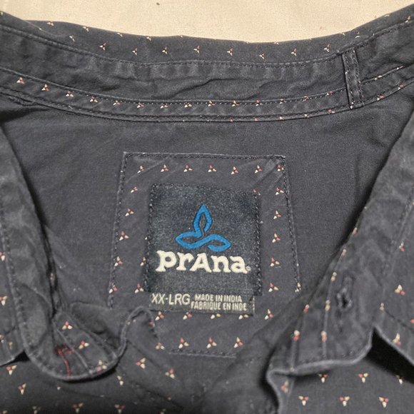 PrAna Navy Triangle Pattern Button Down Shirt XXL - Picture 3 of 11